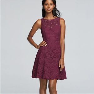 David’s Bridal short sleeveless lace wine color Bridesmaid dress size 6